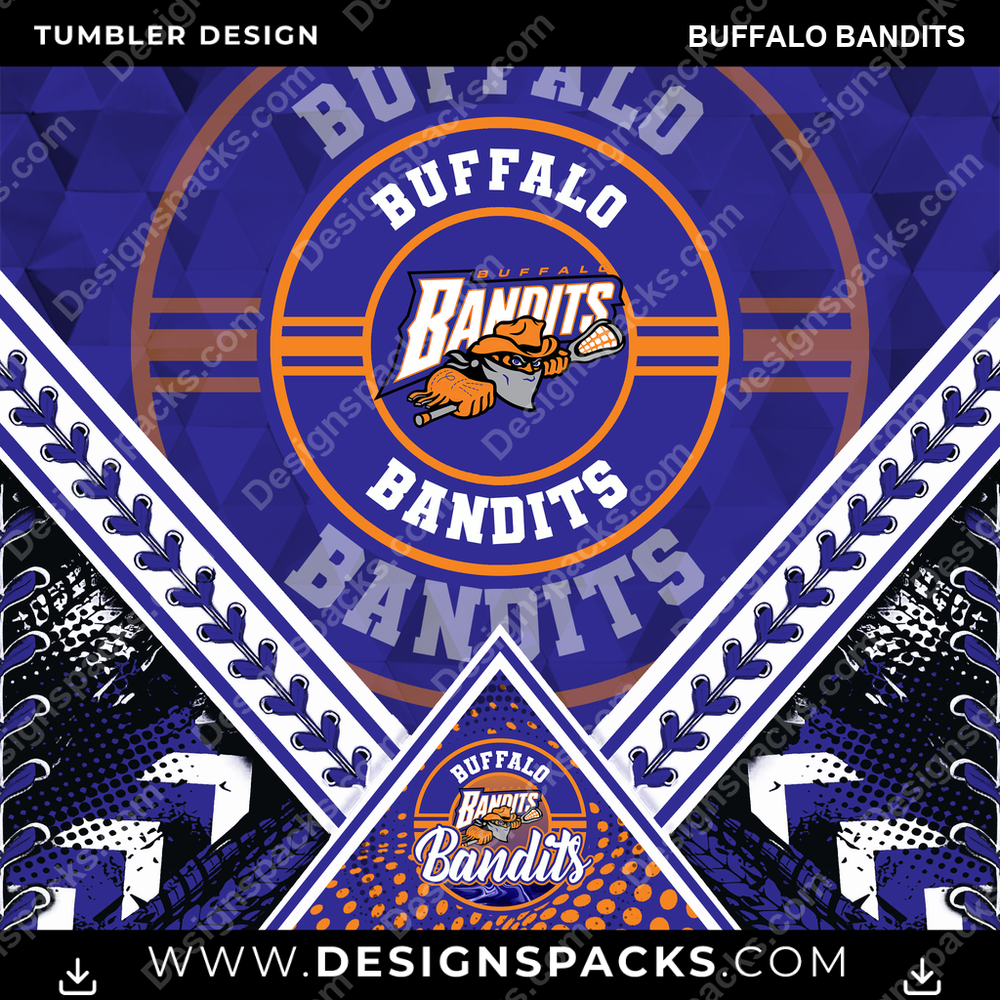 Lacrosse Diamond Buffalo Bandits Tumbler Digital Wrap Design