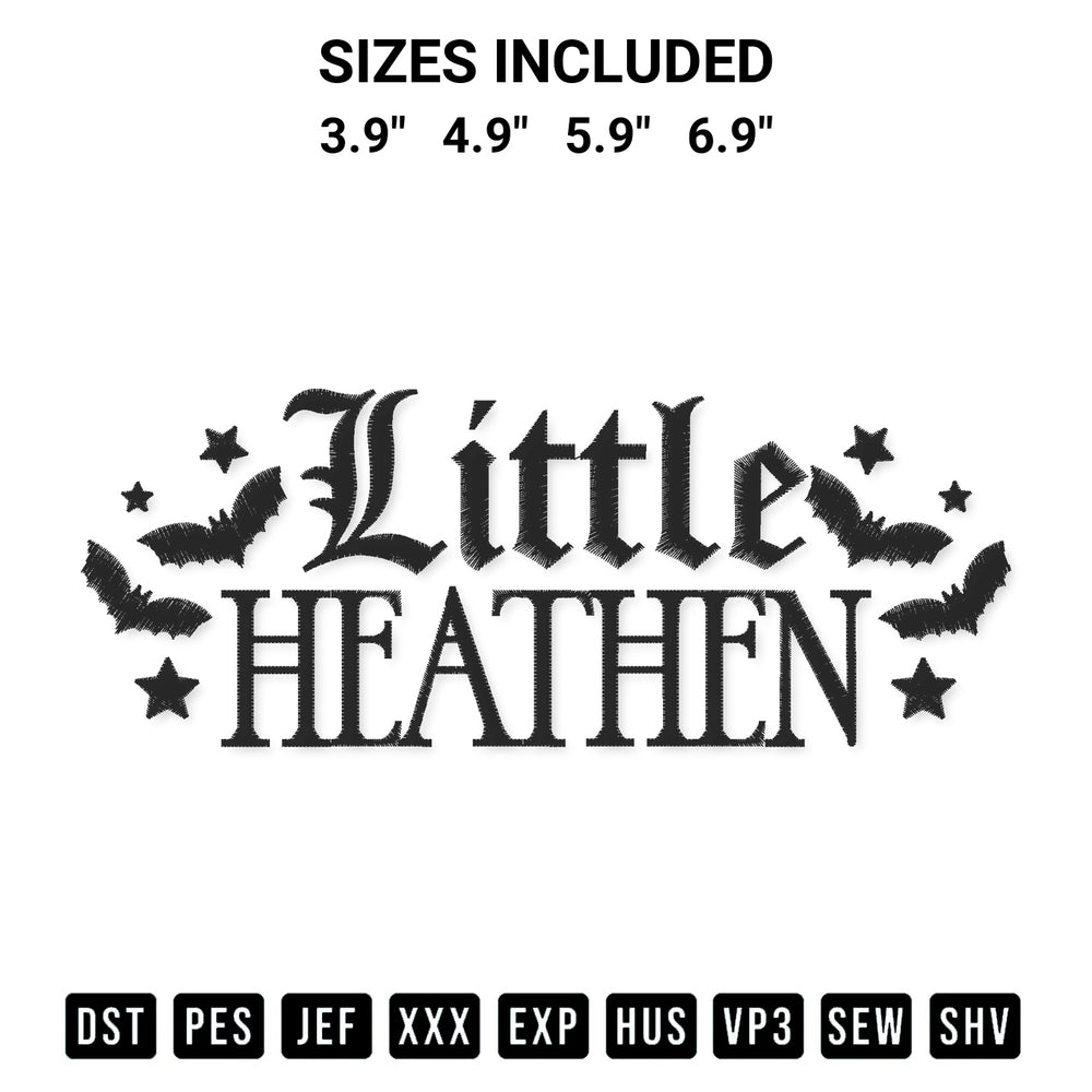 Stitch like a pro with the Little Heathen Embroidery Design embroidery pattern from Designspacks.com. High-quality digital machine embroidery file. Available sizes: 3.9", 4.9", 5.9", 6.9".