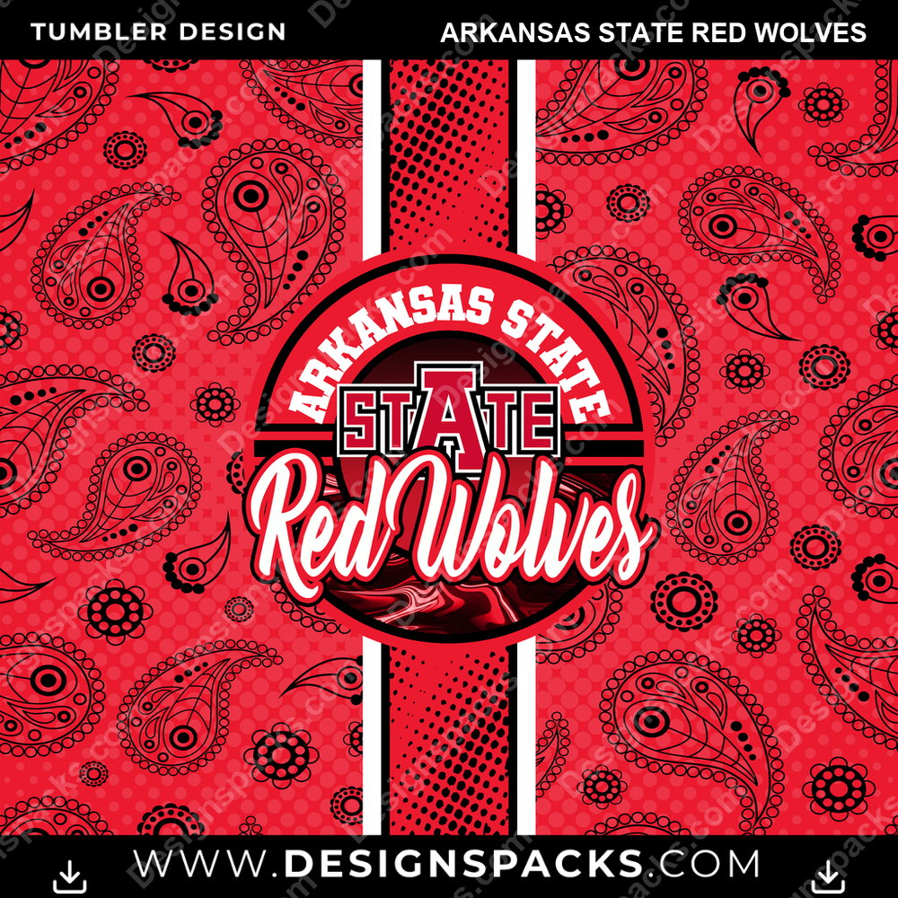 College Sport Handkerchief Arkansas State Red Wolves NCAA College Sport Tumbler Digital Wrap Design Download