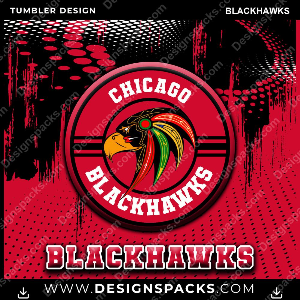 Ice Hockey Dot Logo BLACKHAWKS Tumbler Digital Wrap Design
