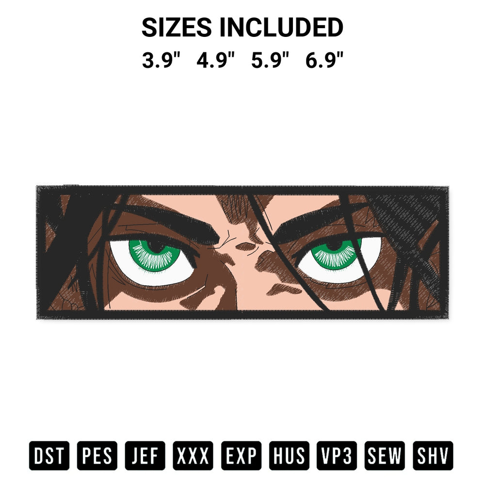 Elevate your next project with our Eren Eyes Attack On Titan Embroidery Design embroidery file. Shop high-quality digital patterns instantly at Designspacks.com. Available sizes: 3.9", 4.9", 5.9", 6.9".