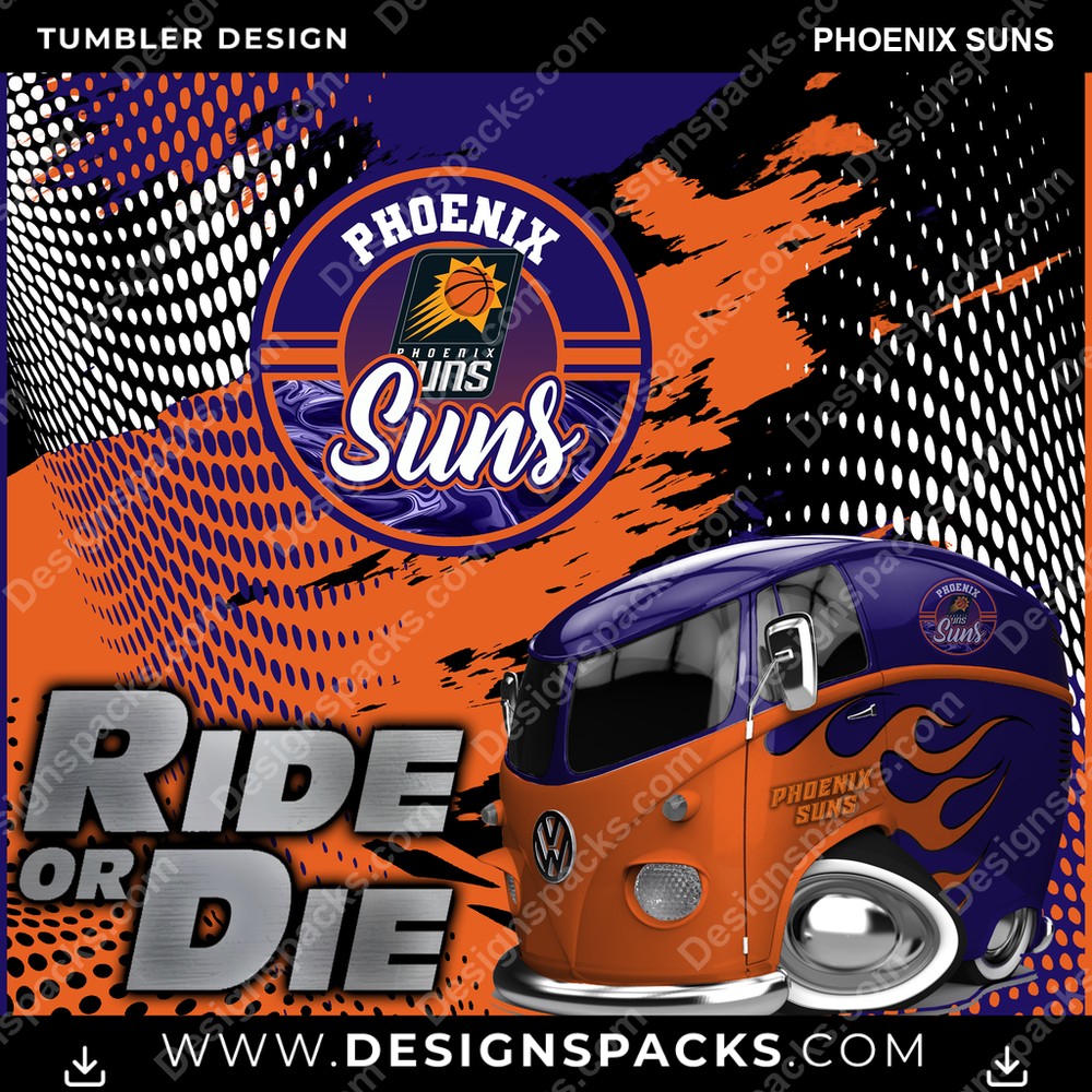 Basketball Ride or Die Phoenix Suns Tumbler Digital Wrap Design