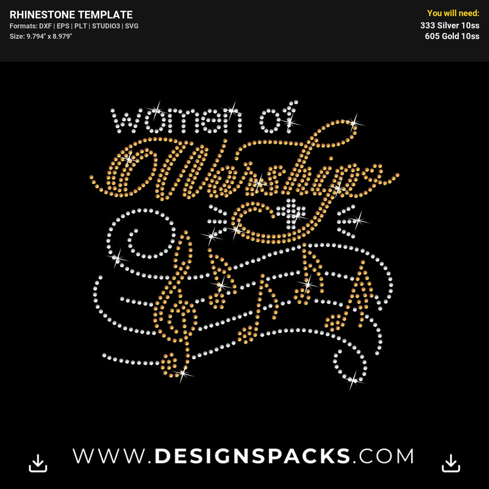 Women Worship Christian Faith Praise Rhinestone Digital Template