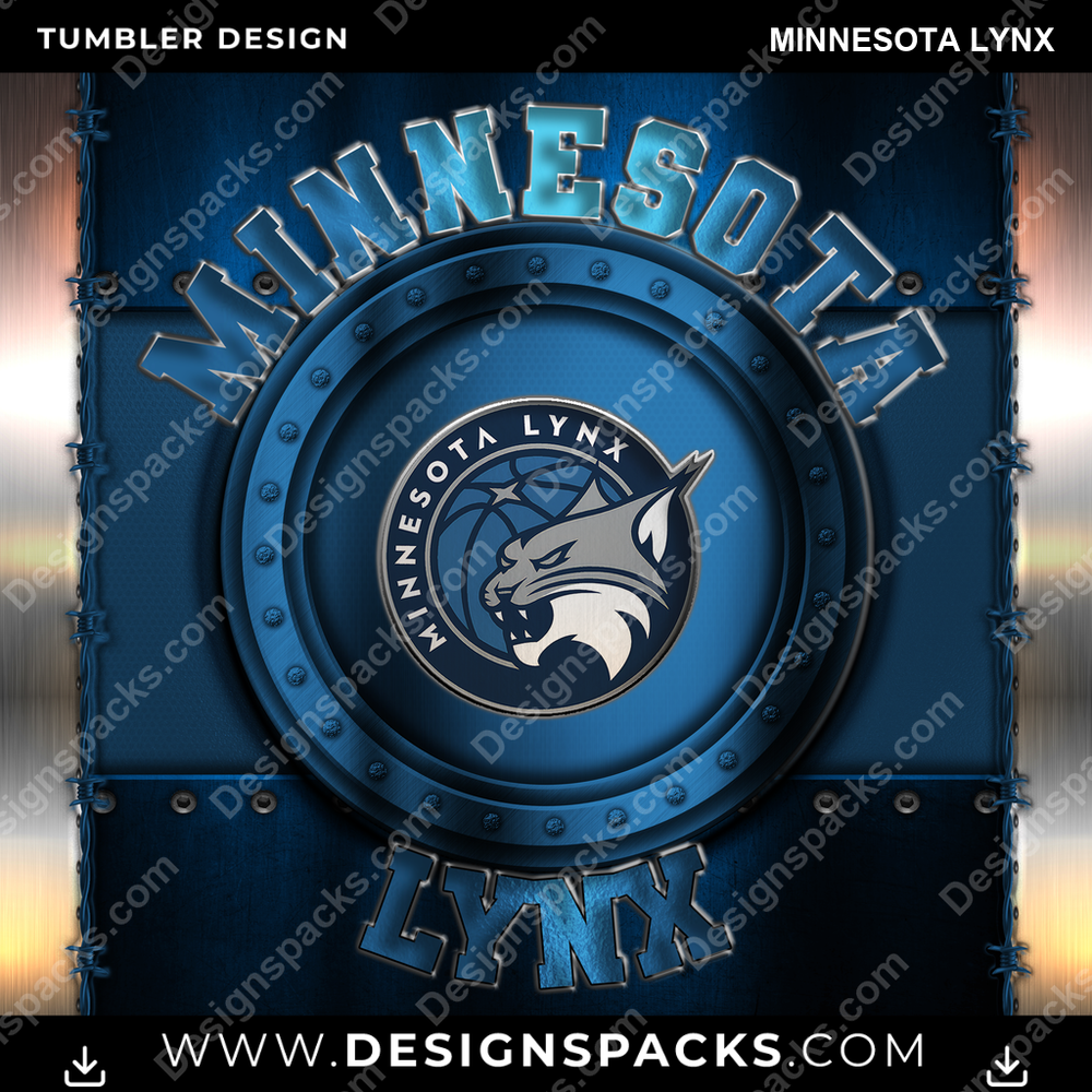 Basketball Metal Minnesota Lynx Tumbler Digital Wrap Design