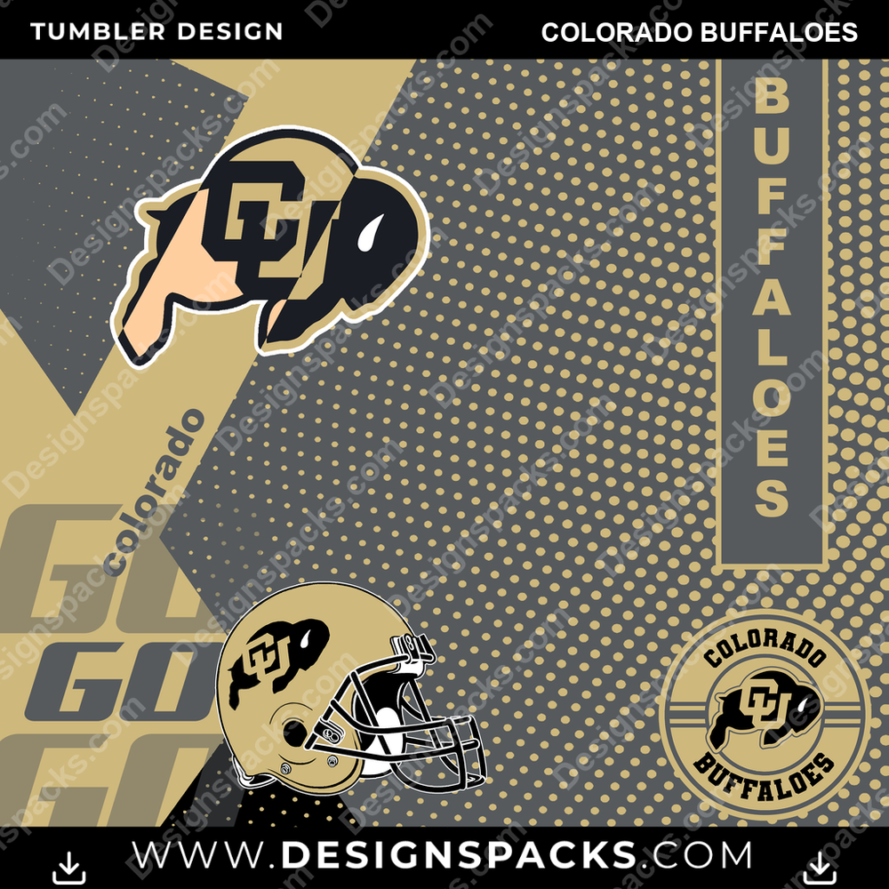 College Sport GO Colorado Buffaloes NCAA College Sport Tumbler Digital Wrap Design Download