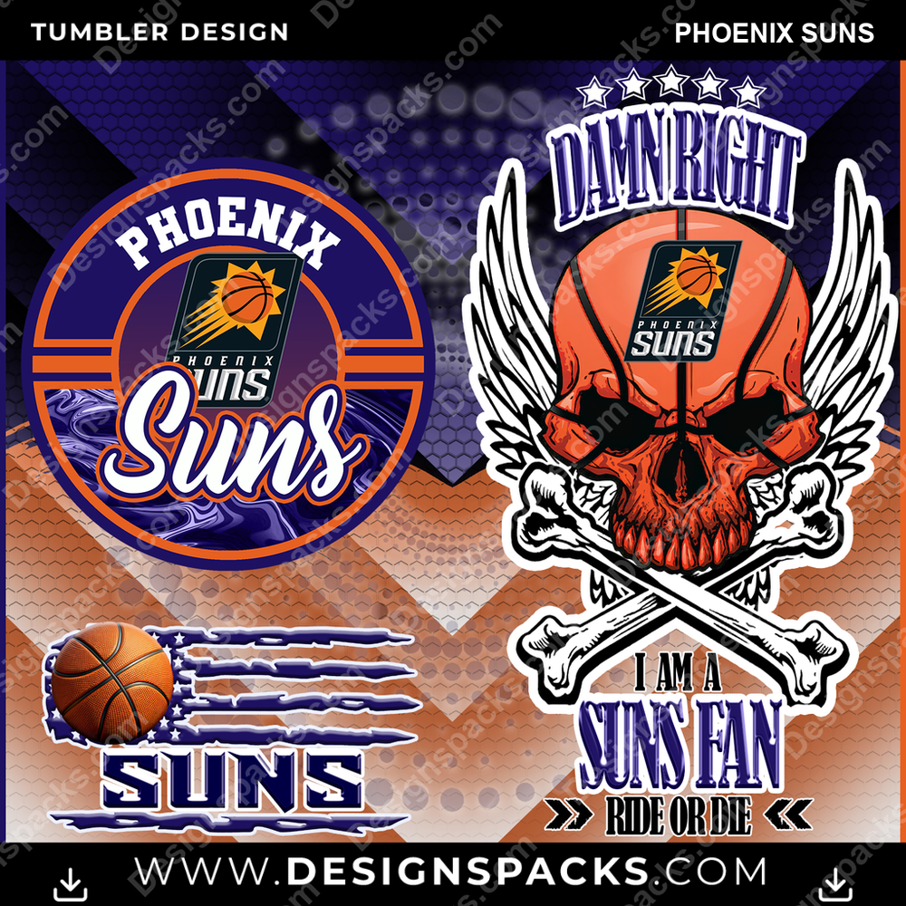 Basketball Skull Phoenix Suns Tumbler Digital Wrap Design