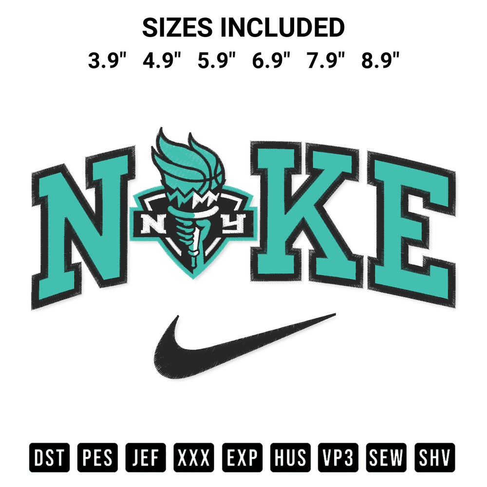 Discover the perfect addition to your crafting collection: New York Liberty X Nike Embroidery Design embroidery file. Instantly available at Designspacks.com. Available sizes: 3.9", 4.9", 5.9", 6.9", 7.9", 8.9".