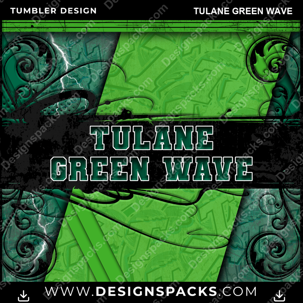College Sport Elegant Tulane Green Wave NCAA College Sport Tumbler Digital Wrap Design Download
