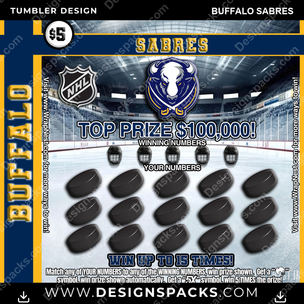 Ice Hockey Lottery Ticket Buffalo Sabres Tumbler Digital Wrap Design