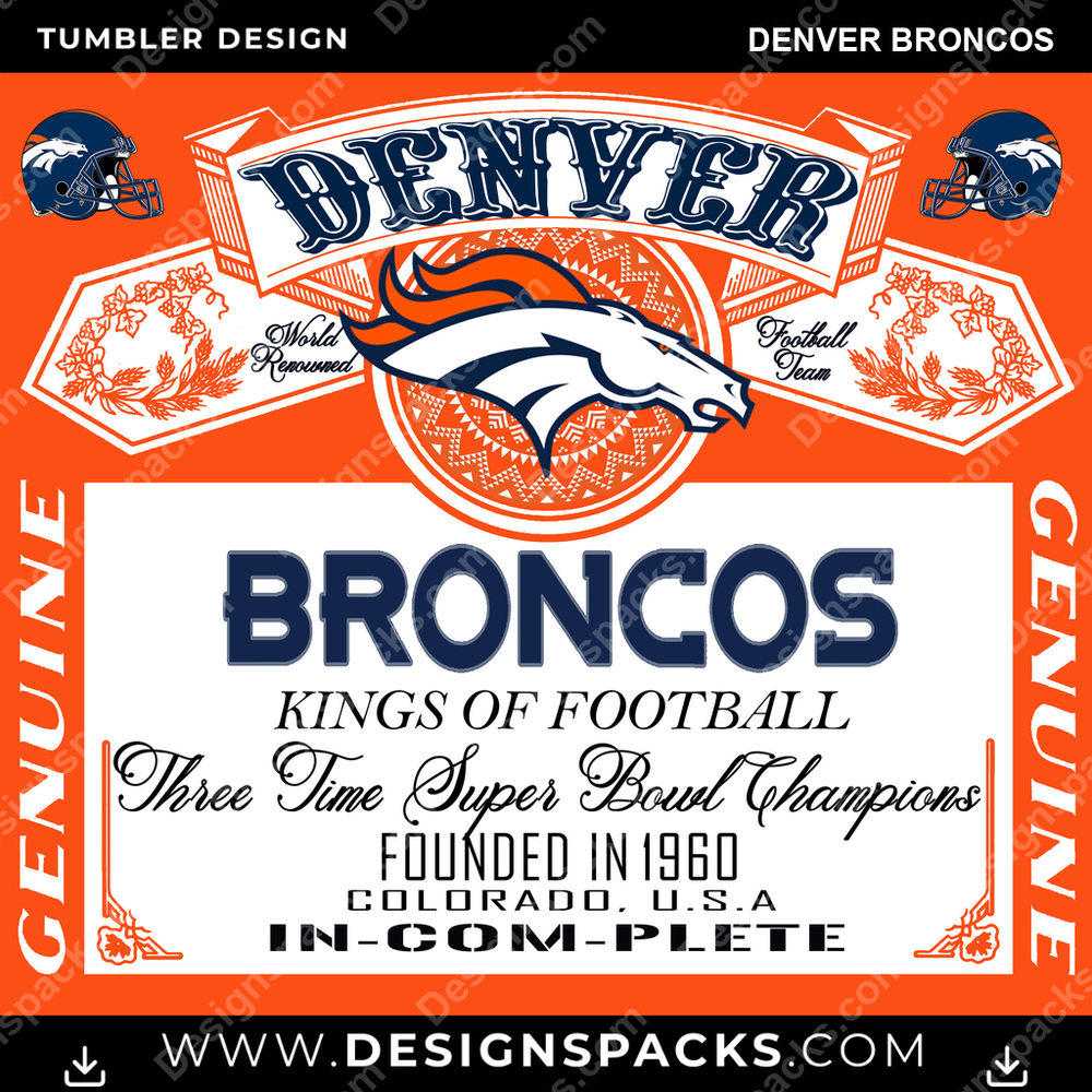 Football Bud Denver Broncos Tumbler Digital Wrap Design