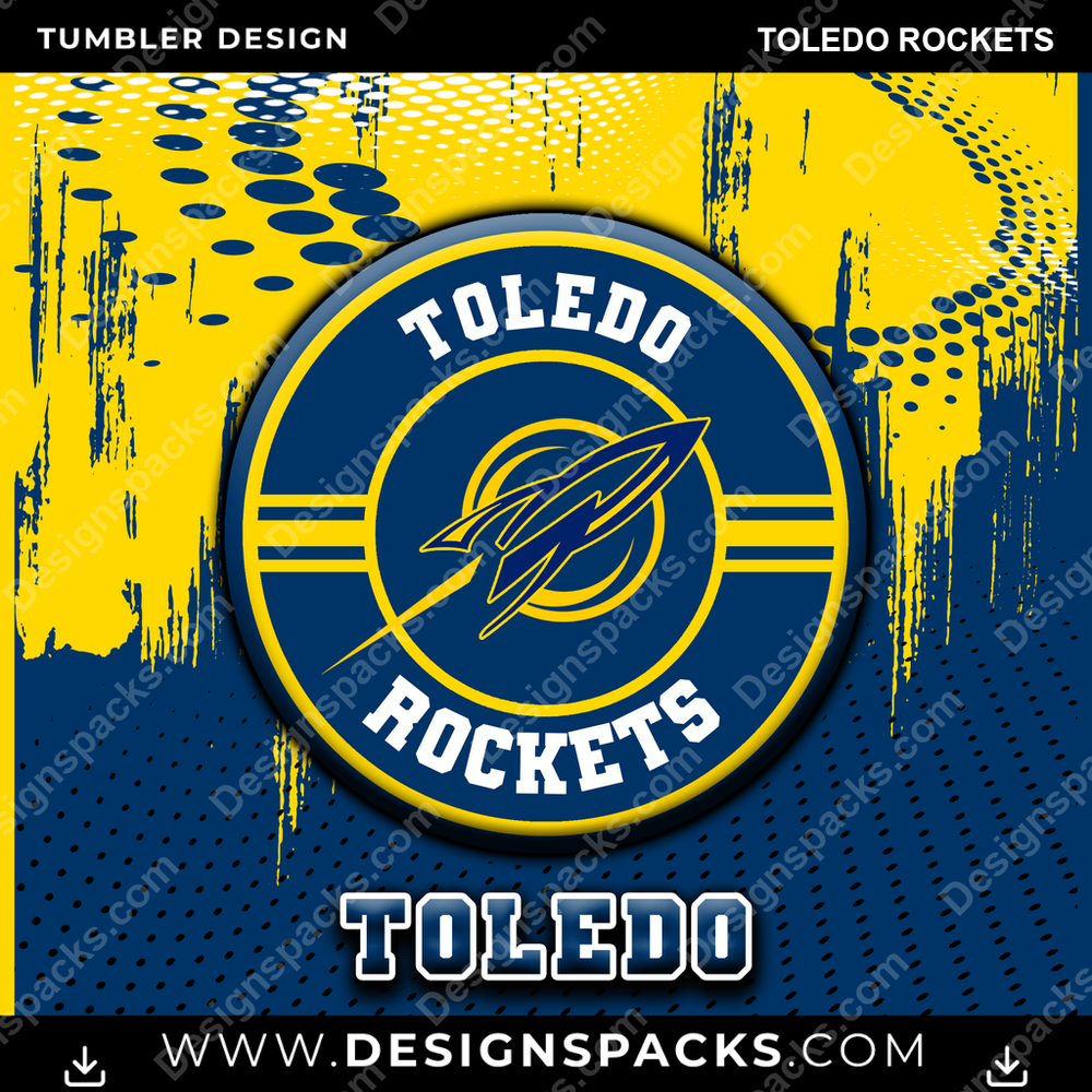 College Sport Dot Logo Toledo Rockets Tumbler Digital Wrap Design