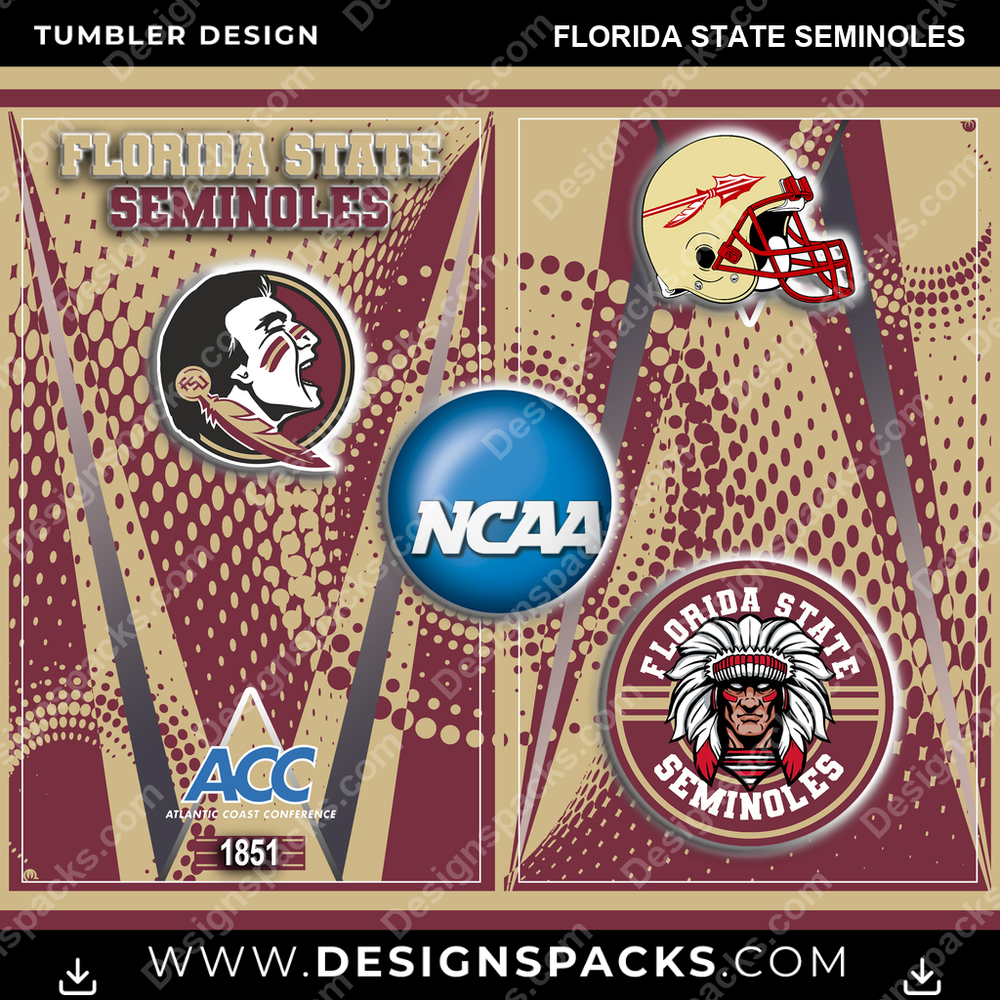 College Sport Team Logo Florida State Seminoles NCAA College Sport Tumbler Digital Wrap Design Download
