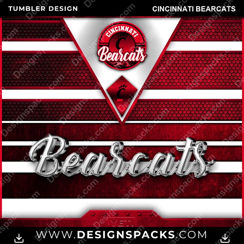 College Sport YETI Cincinnati Bearcats Tumbler Digital Wrap Design