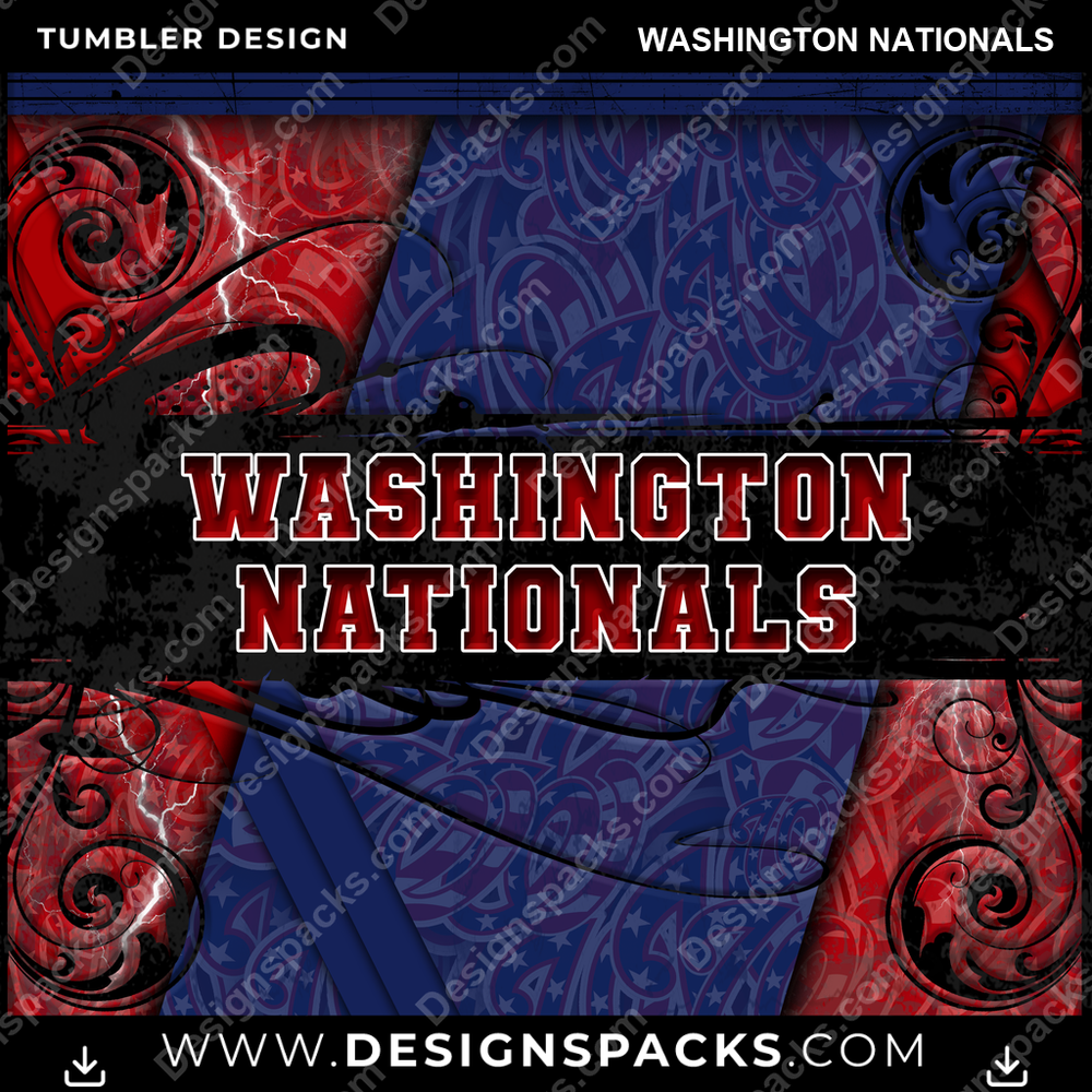 Baseball Elegant Washington Nationals Tumbler Digital Wrap Design