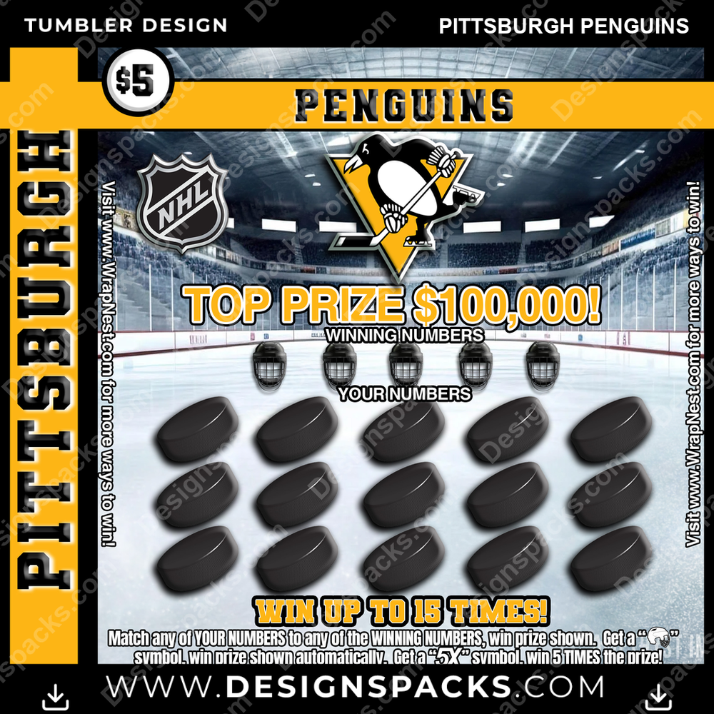Ice Hockey Lottery Ticket Pittsburgh Penguins NHL Hockey Tumbler Digital Wrap Design Download