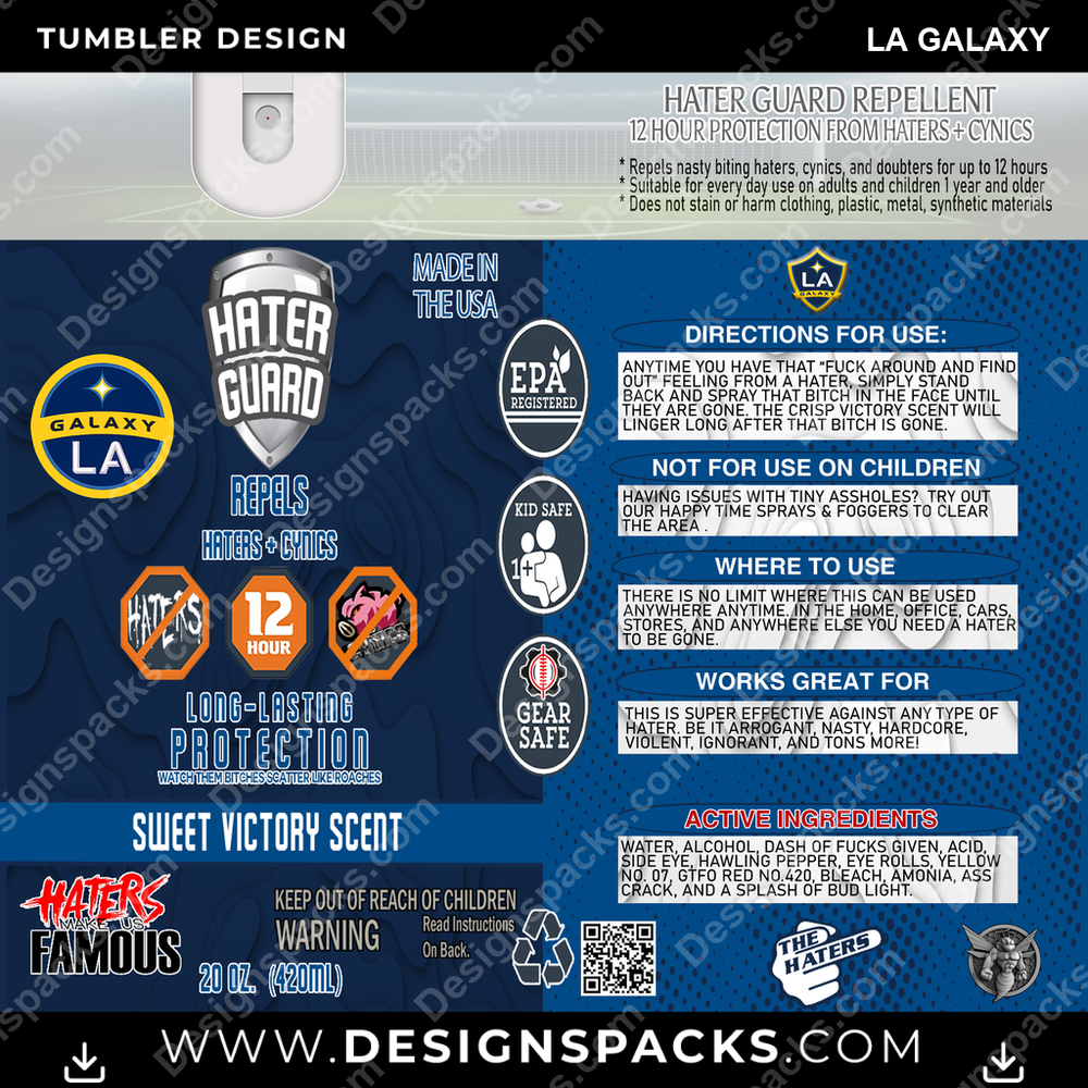 US Soccer Hater Guard LA Galaxy Tumbler Digital Wrap Design