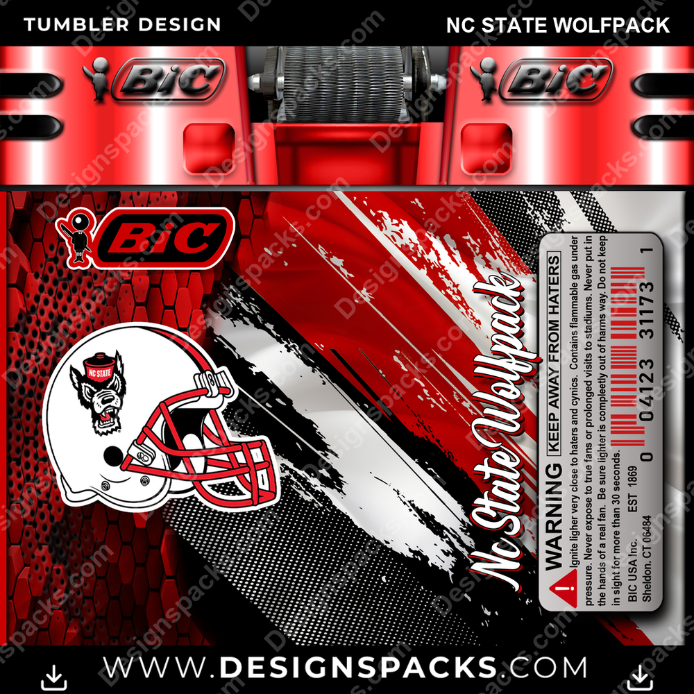 College Sport BIC Lighter Nc State Wolfpack Tumbler Digital Wrap Design