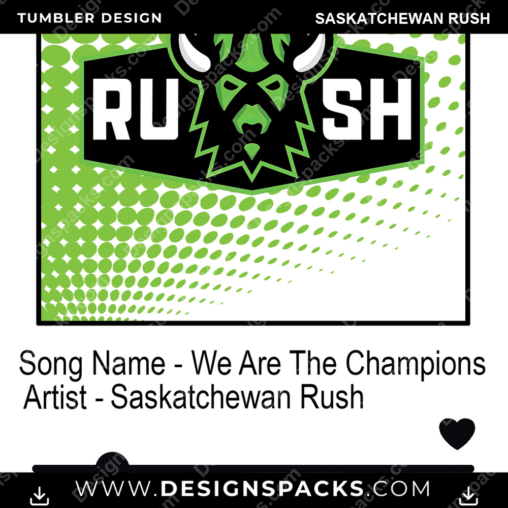 Lacrosse Playlist Saskatchewan Rush Tumbler Digital Wrap Design