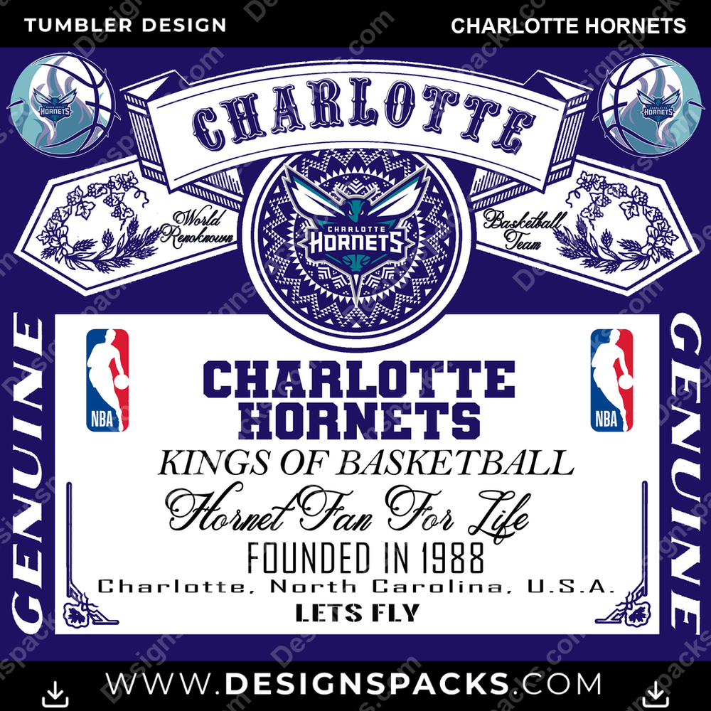 Basketball Budweiser Charlotte Hornets Tumbler Digital Wrap Design