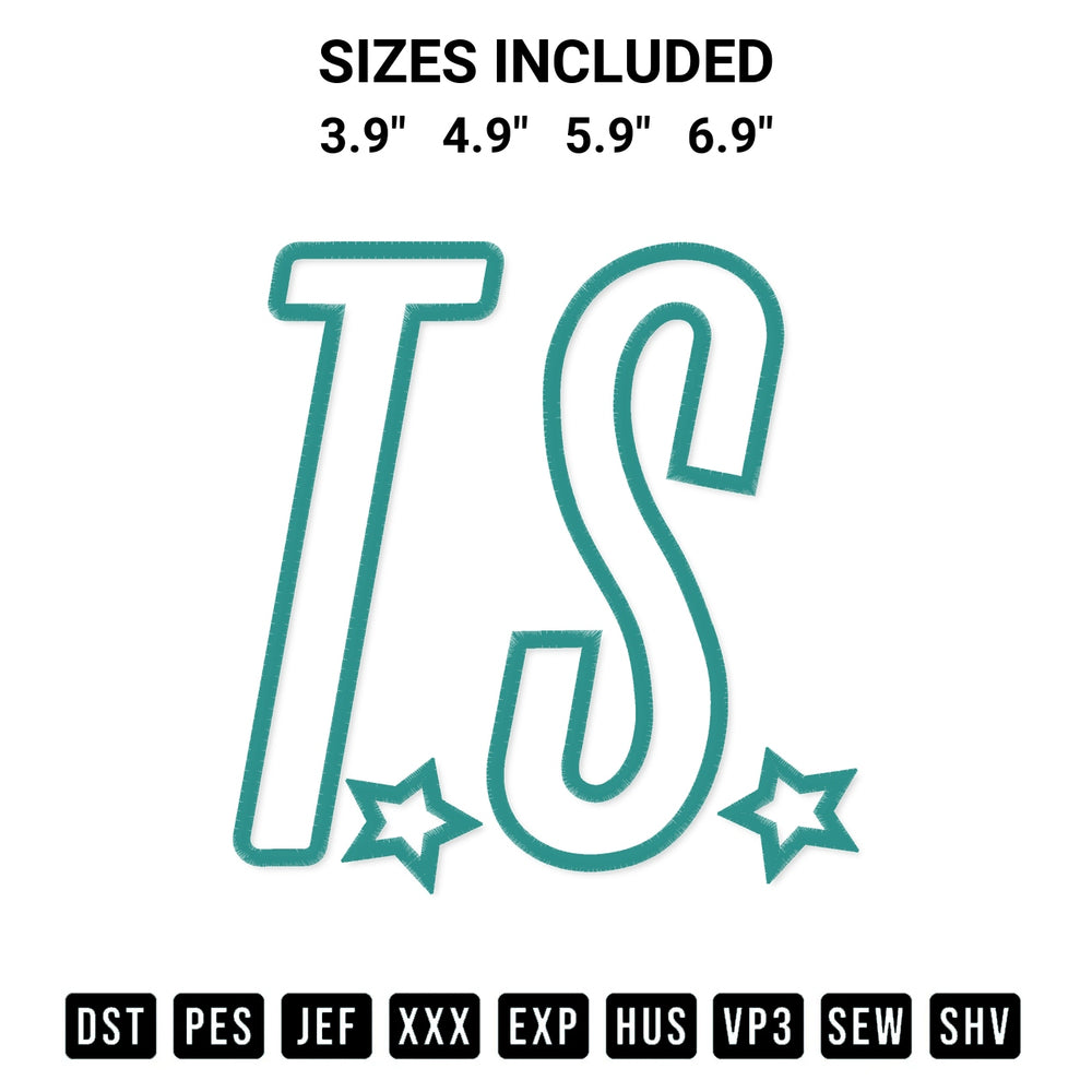 Download the Ts Star Embroidery Design machine embroidery design exclusively at Designspacks.com. Premium digitized pattern for apparel and DIY crafts. Available sizes: 3.9", 4.9", 5.9", 6.9".