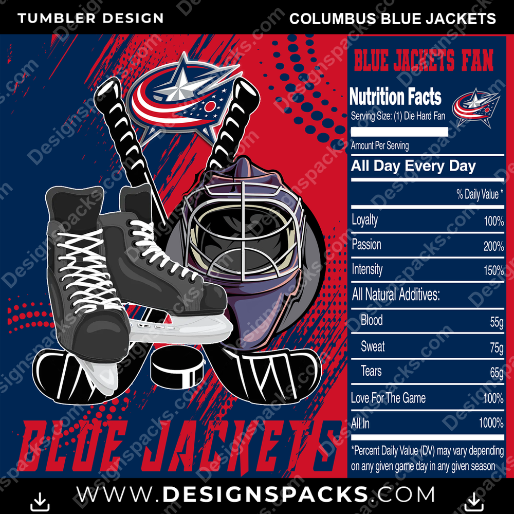 Ice Hockey Team Fan Columbus Blue Jackets NHL Hockey Tumbler Digital Wrap Design Download