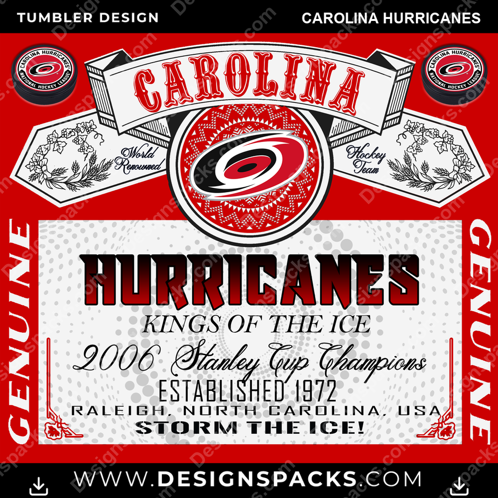 Hockey Budweiser Carolina Hurricanes Tumbler Digital Wrap Design