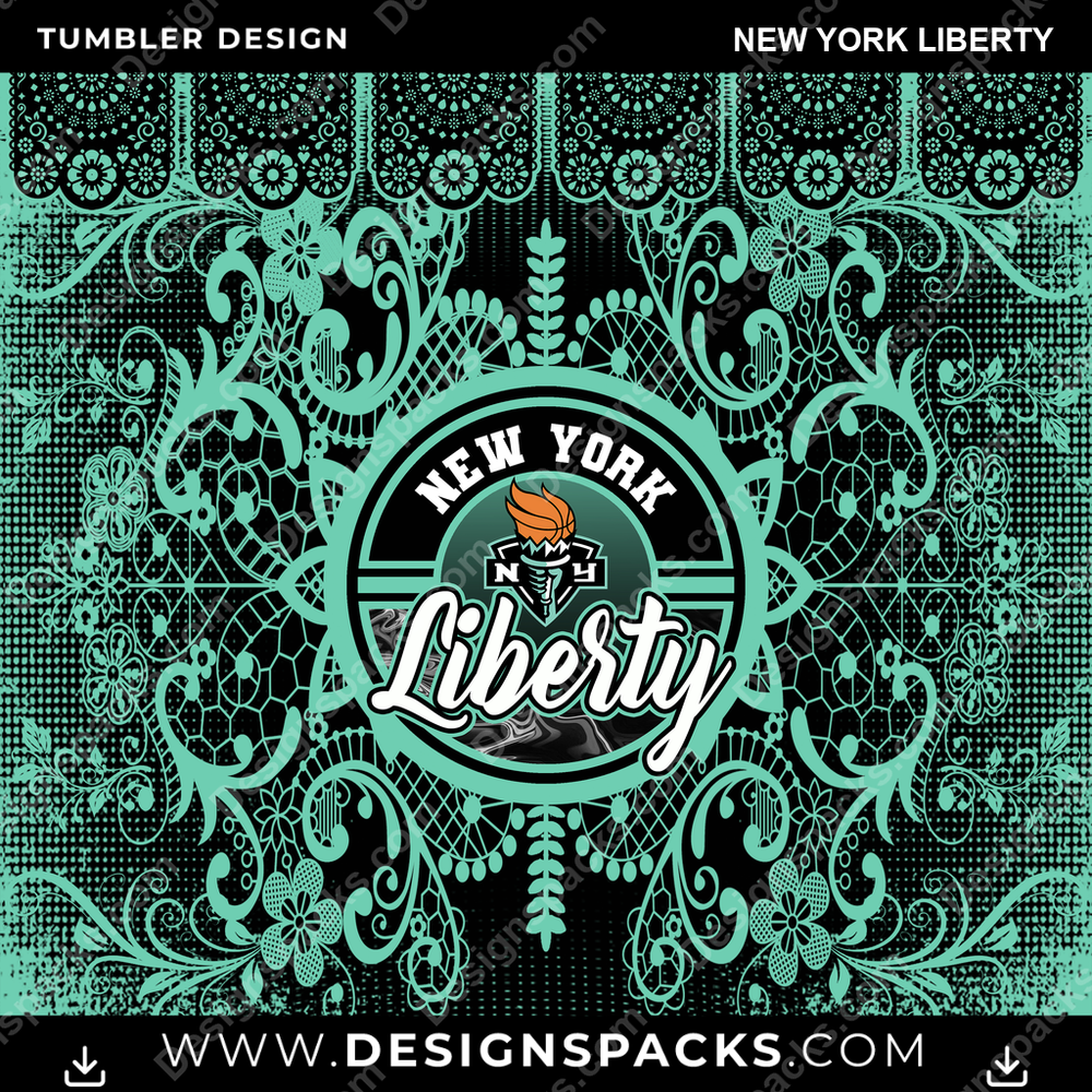 Basketball Lace & Logo New York Liberty NBA Basketball Tumbler Digital Wrap Design Download