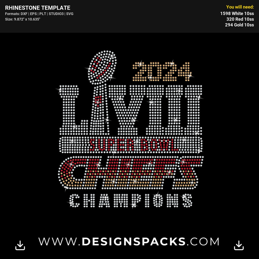 Chiefs Super Bowl Champions 2024 Rhinestone Digital Template