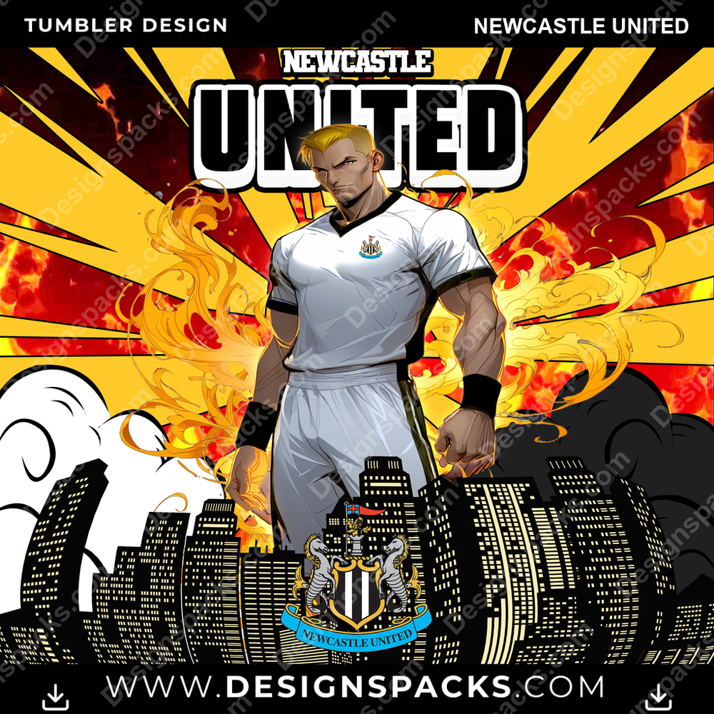 Soccer UK Comic Cover Newcastle United MLS Soccer Tumbler Digital Wrap Design Download
