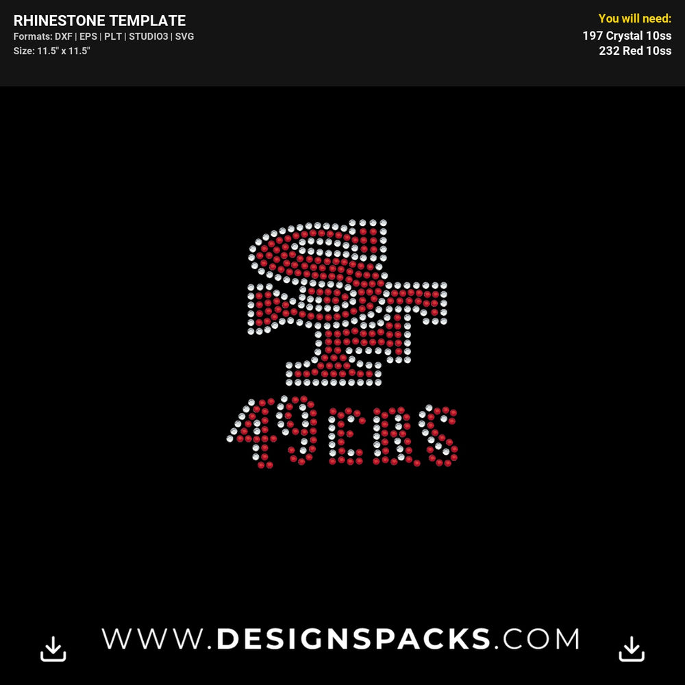 Small San Francisco 49Ers Sf Rhinestone Digital Template