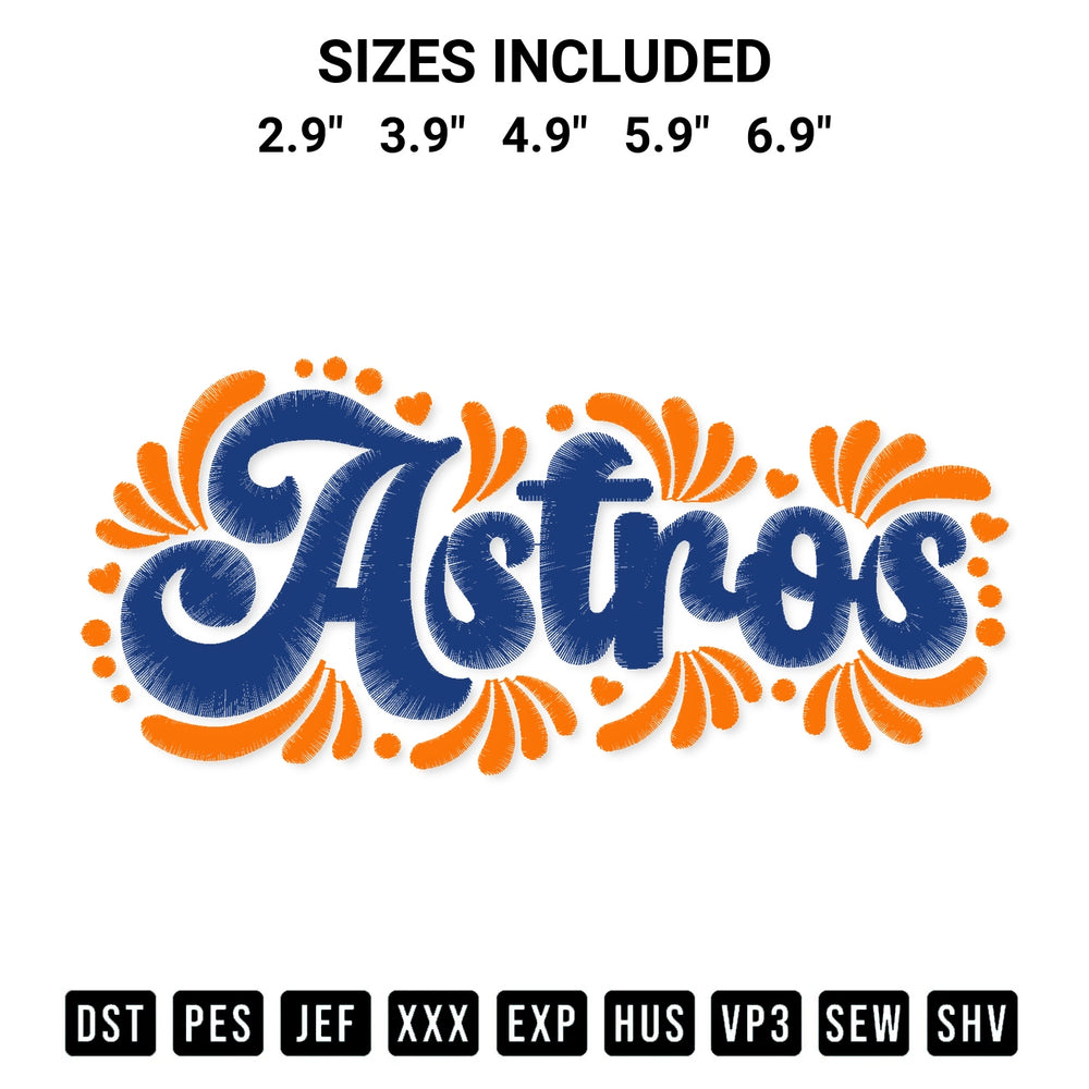 Download the Astros Talavera Embroidery Design machine embroidery design exclusively at Designspacks.com. Premium digitized pattern for apparel and DIY crafts. Available sizes: 2.9", 3.9", 4.9", 5.9", 6.9".