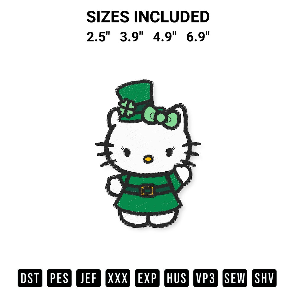 Looking for the perfect pattern? Download the Hello Kitty Happy St Patricks Day Embroidery Design embroidery design today at Designspacks.com. Crisp, clean stitching guaranteed. Available sizes: 2.5", 3.9", 4.9", 6.9".