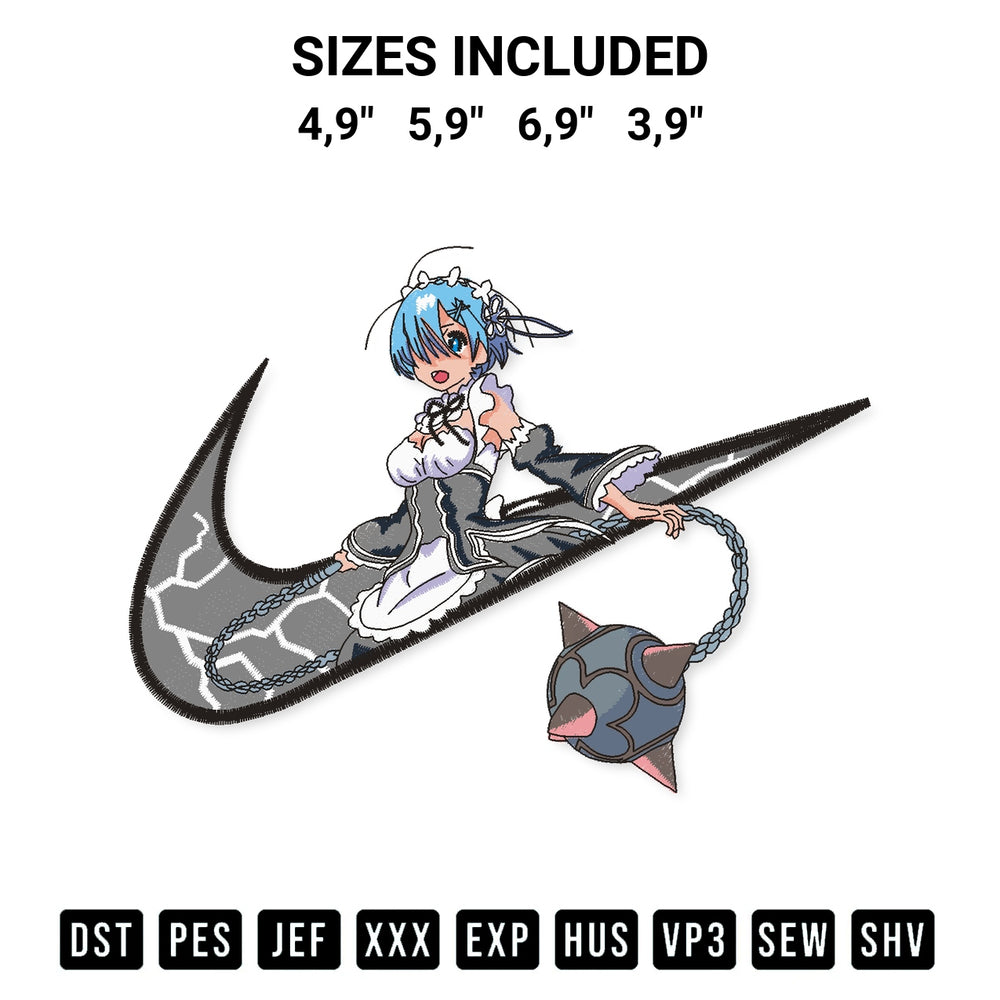 Looking for the perfect pattern? Download the Rem Rezero Logo Embroidery Design embroidery design today at Designspacks.com. Crisp, clean stitching guaranteed. Available sizes: 4,9", 5,9", 6,9", 3,9".