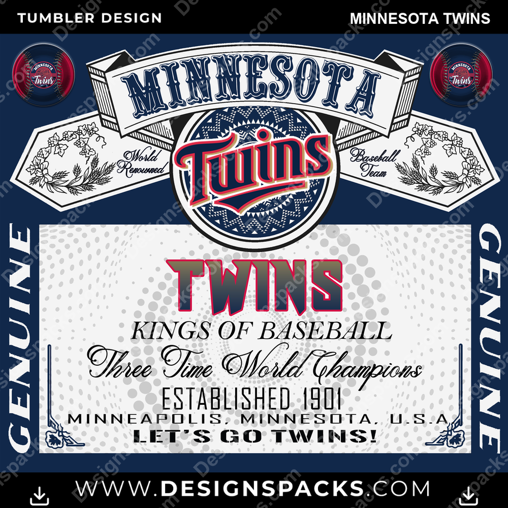 Baseball Budweiser Minnesota Twins Tumbler Digital Wrap Design