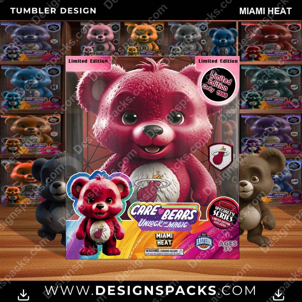 Basketball Care Bear Box Miami Heat Tumbler Digital Wrap Design