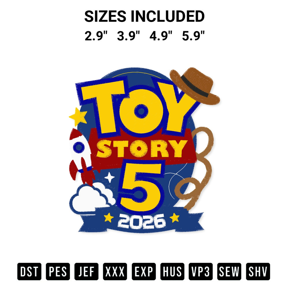 Discover the perfect addition to your crafting collection: Toy Story 5 2026 Embroidery Design embroidery file. Instantly available at Designspacks.com. Available sizes: 2.9", 3.9", 4.9", 5.9".