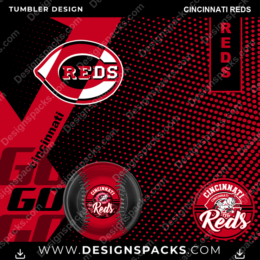 Baseball GO Cincinnati Reds Tumbler Digital Wrap Design