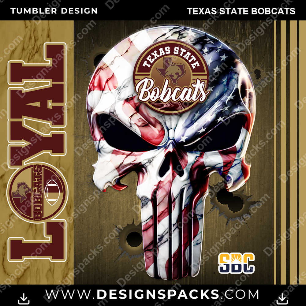 College Sport Loyal Texas State Bobcats Tumbler Digital Wrap Design