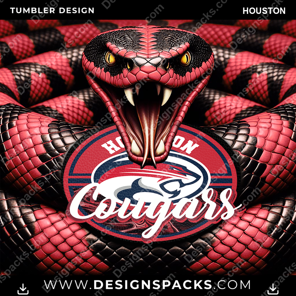 College Sport Rattle Snake Houston NCAA College Sport Tumbler Digital Wrap Design Download