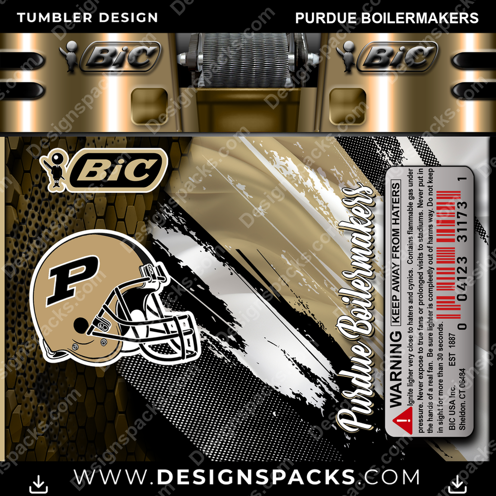 College Sport BIC Lighter Purdue Boilermakers Tumbler Digital Wrap Design