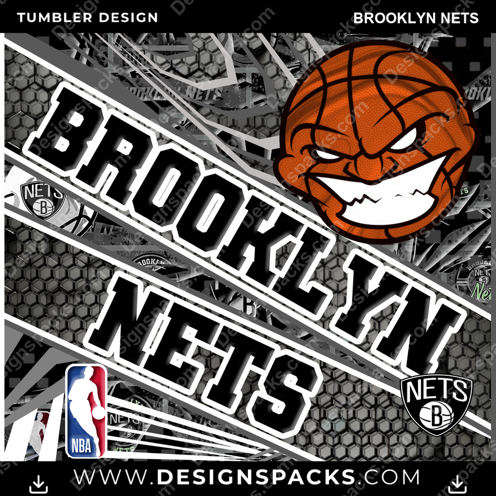 Basketball Angry Sports Brooklyn Nets Tumbler Digital Wrap Design