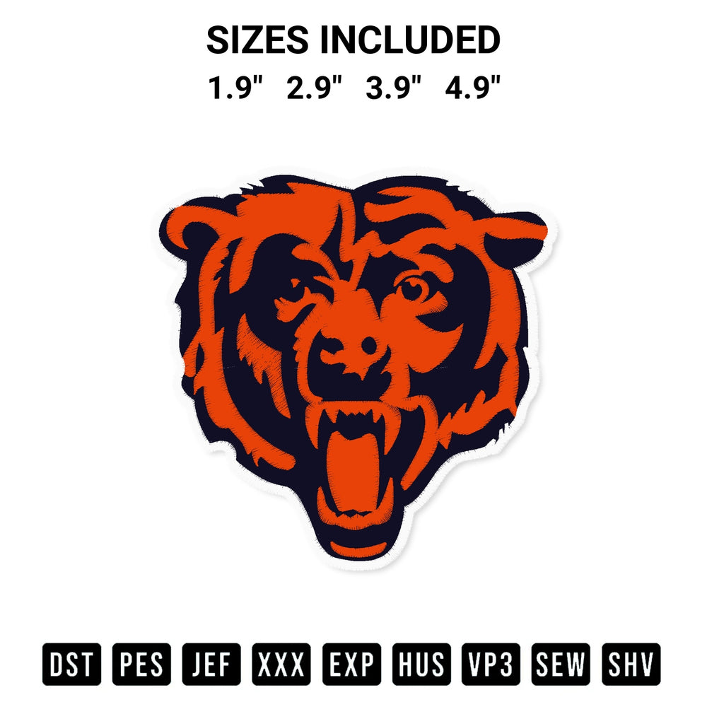 Transform your fabrics with the Chicago Bears Logo 2023 Embroidery Design embroidery design. Instant access to premium digitized patterns at Designspacks.com. Available sizes: 1.9", 2.9", 3.9", 4.9".