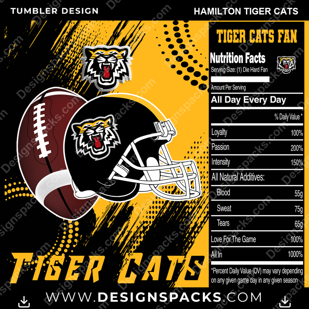 Canada Football Team Fan Hamilton Tiger Cats CFL Canada Tumbler Digital Wrap Design Download