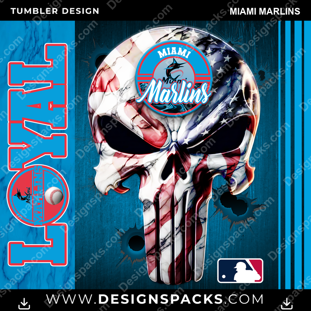 Baseball Loyal Miami Marlins Tumbler Digital Wrap Design