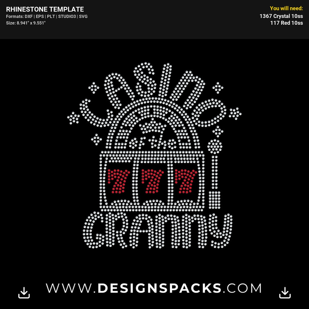 Casino Granny Rhinestone1 Rhinestone Digital Template