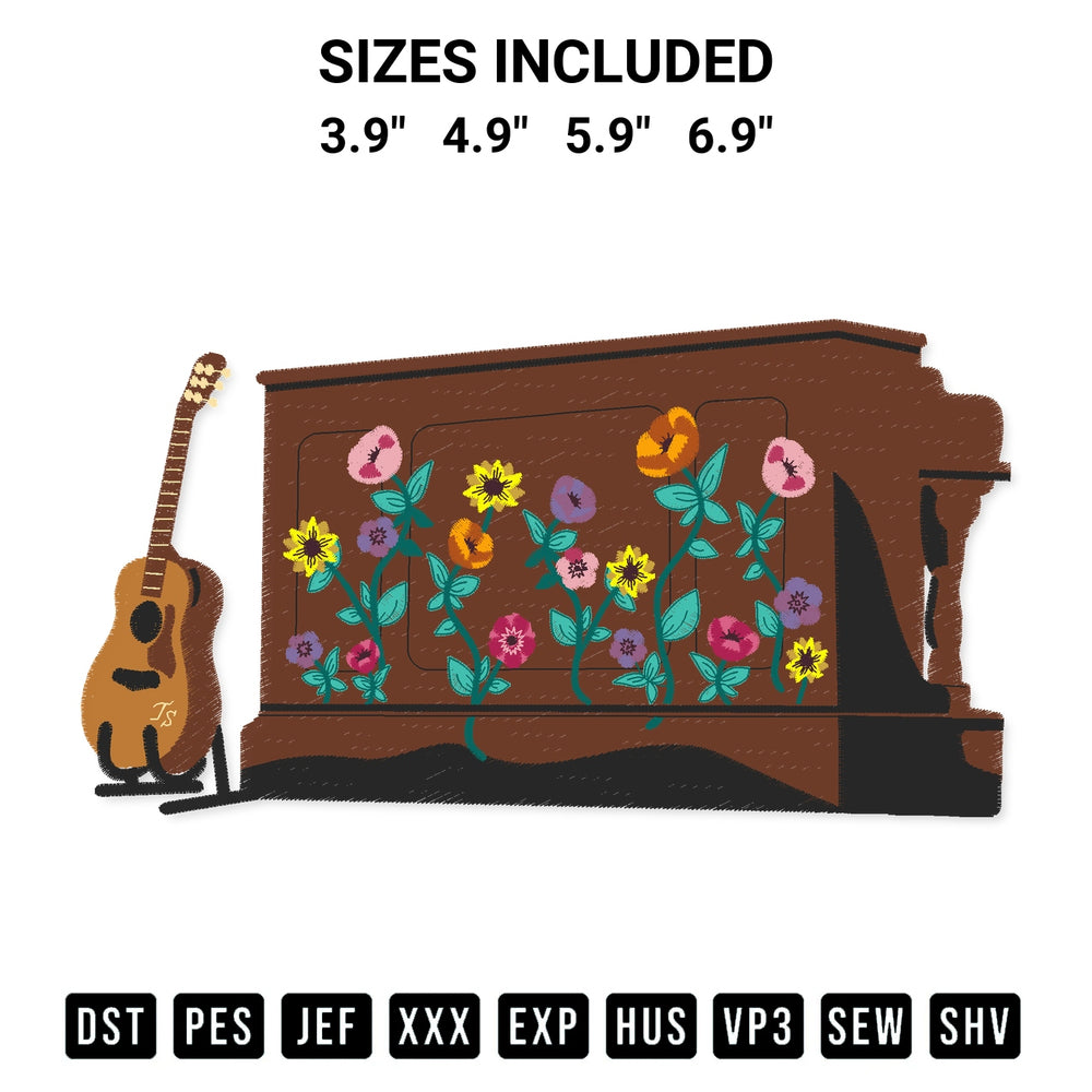 Shop the Acoustic Piano Taylor Swift Embroidery Design machine embroidery pattern at Designspacks.com. Beautifully digitized for flawless stitching on any fabric. Available sizes: 3.9", 4.9", 5.9", 6.9".