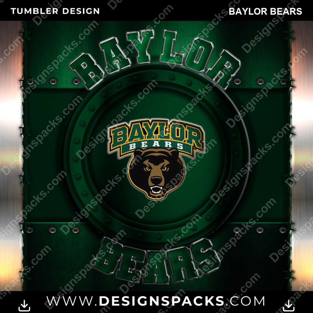 College Sport Metal Baylor Bears Tumbler Digital Wrap Design