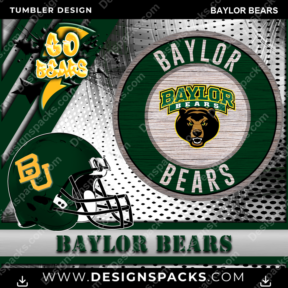 College Sport Go Team 2 Baylor Bears Tumbler Digital Wrap Design