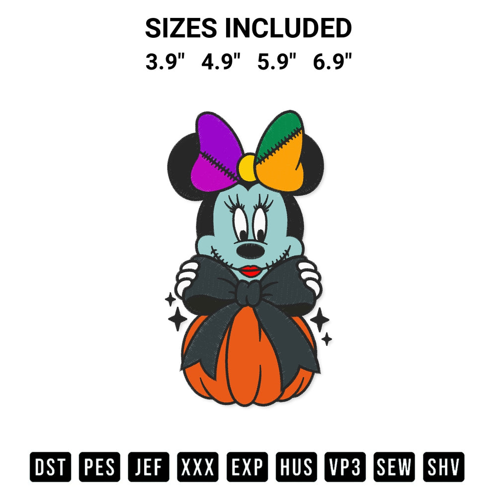 Create amazing crafts with the Minnie Sally Witch Coquette Pumpkin Embroidery Design embroidery file. High-quality digital download from Designspacks.com, perfect for beginners and pros. Available sizes: 3.9", 4.9", 5.9", 6.9".