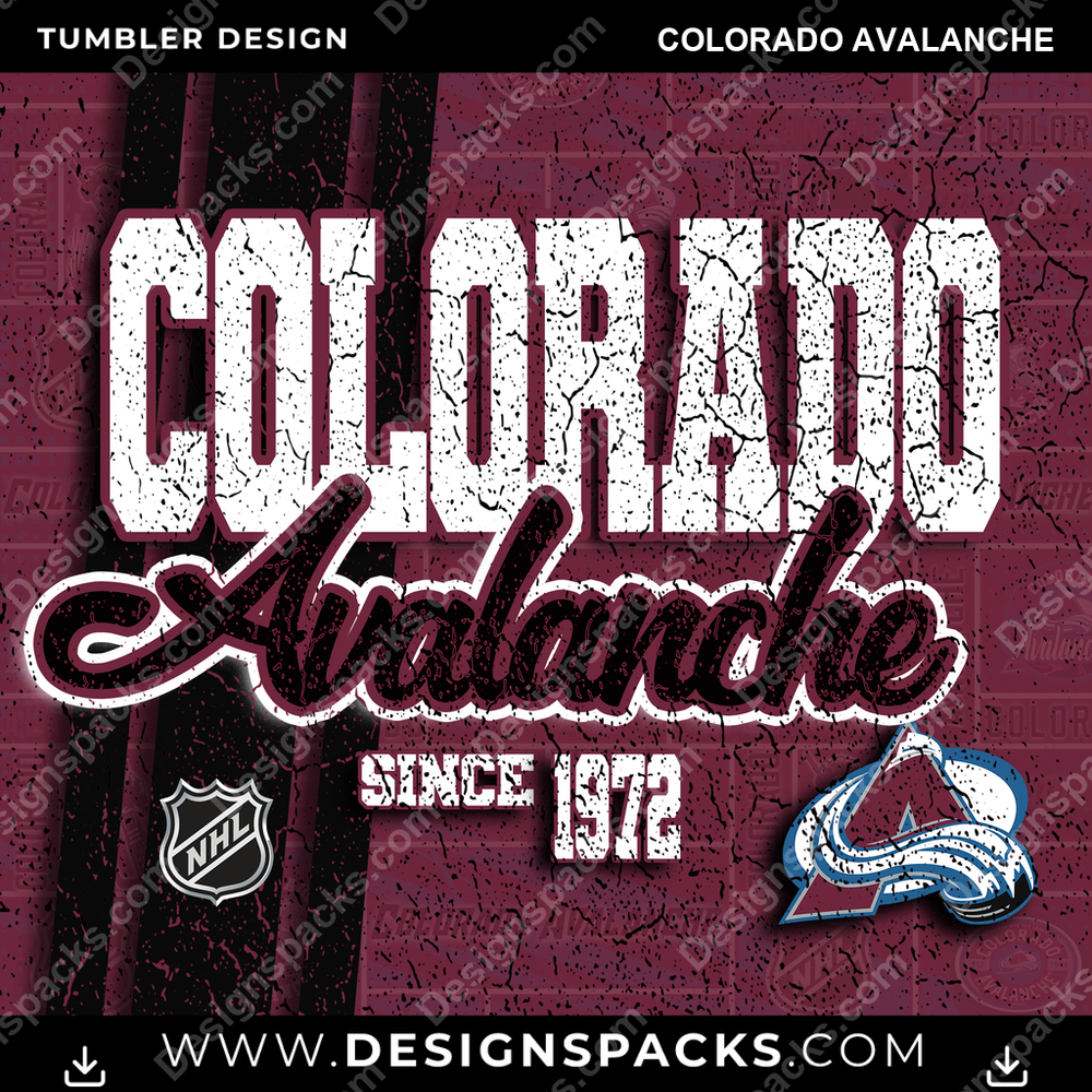 Hockey Grunge Colorado Avalanche Tumbler Digital Wrap Design